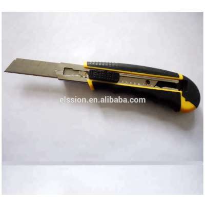 High quality Rubber grip Utility Knife with 8 pcs of spare blades